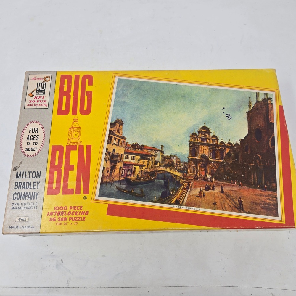 Vintage Milton Bradley Big Ben 1000 Piece Puzzle Place at Venice 4962 USA Made